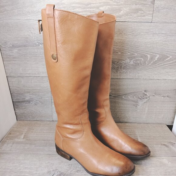 Sam Edelman Shoes - Sam Edelman Penny 2 Leather Knee High Riding Boots Womens 9.5 Brown Wide Calf